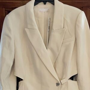 #58 BNWT JONATHAN SIMKHAI JAYDA CREPE CUT OUT BLAZER DRESS IN NOUGAT